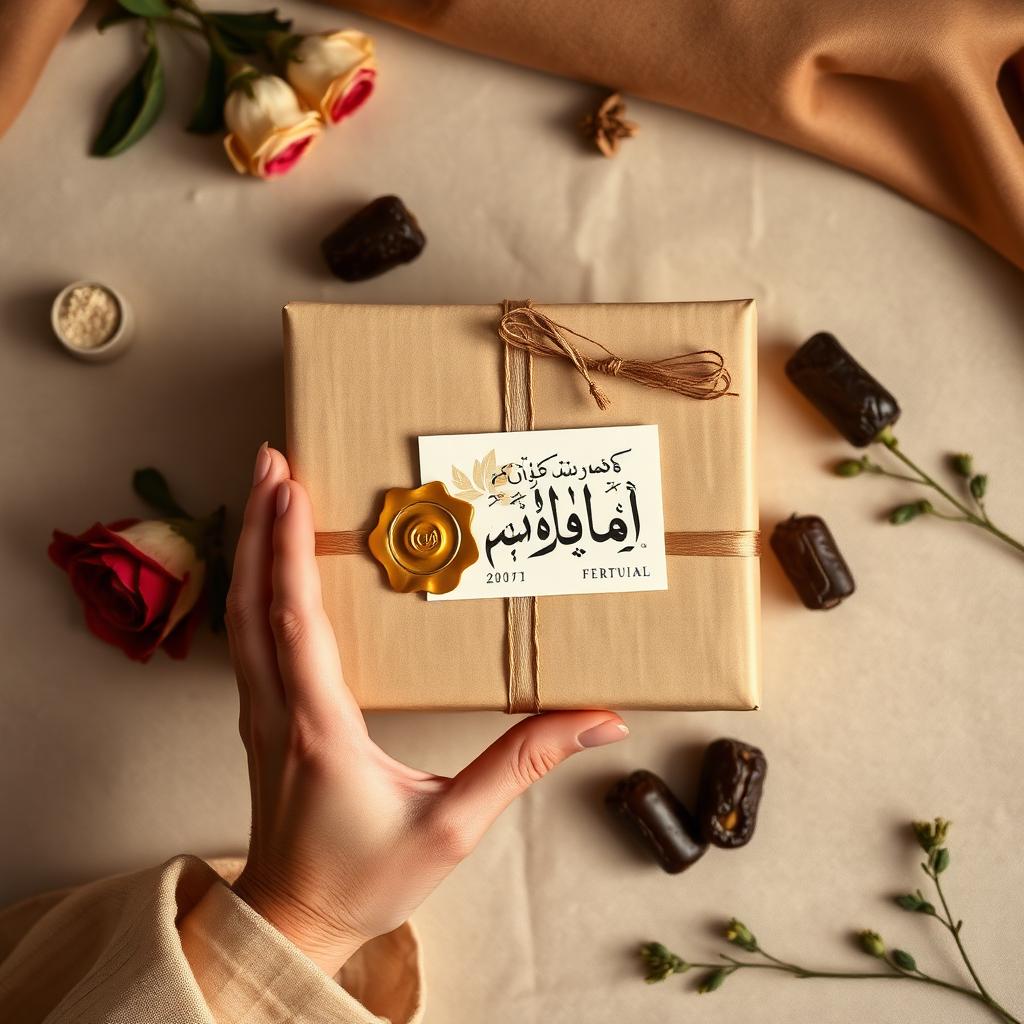 نموذج لتغليف هدية وِصال المخصصة بختم ذهبي وبطاقة إهداء